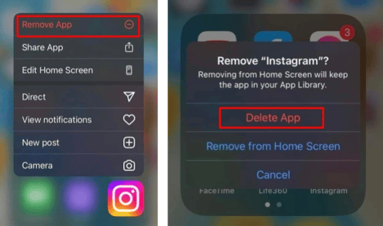 remove the Instagram app