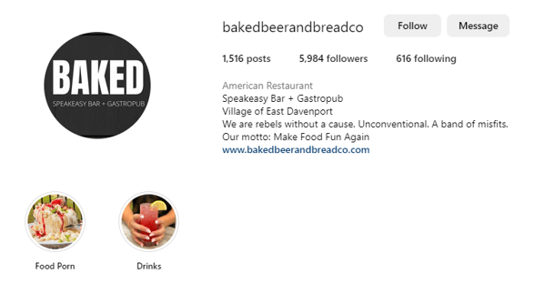 food bio for instagram