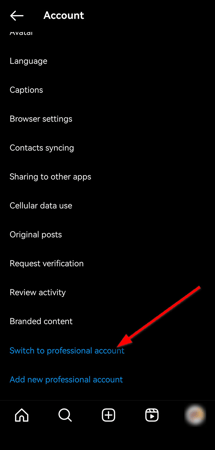 switch to Instagram personal account